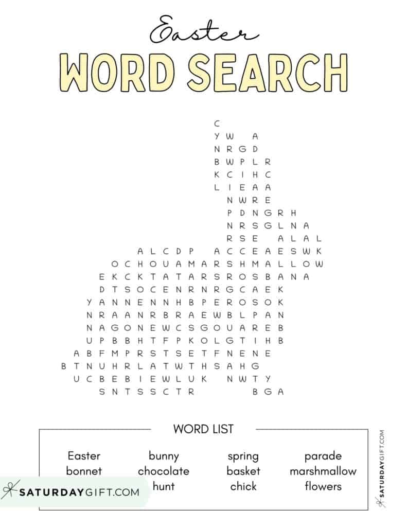 Easter Word Search - Cute &amp;amp; Free Printables | Saturdaygift intended for Free Printable Religious Easter Word Searches