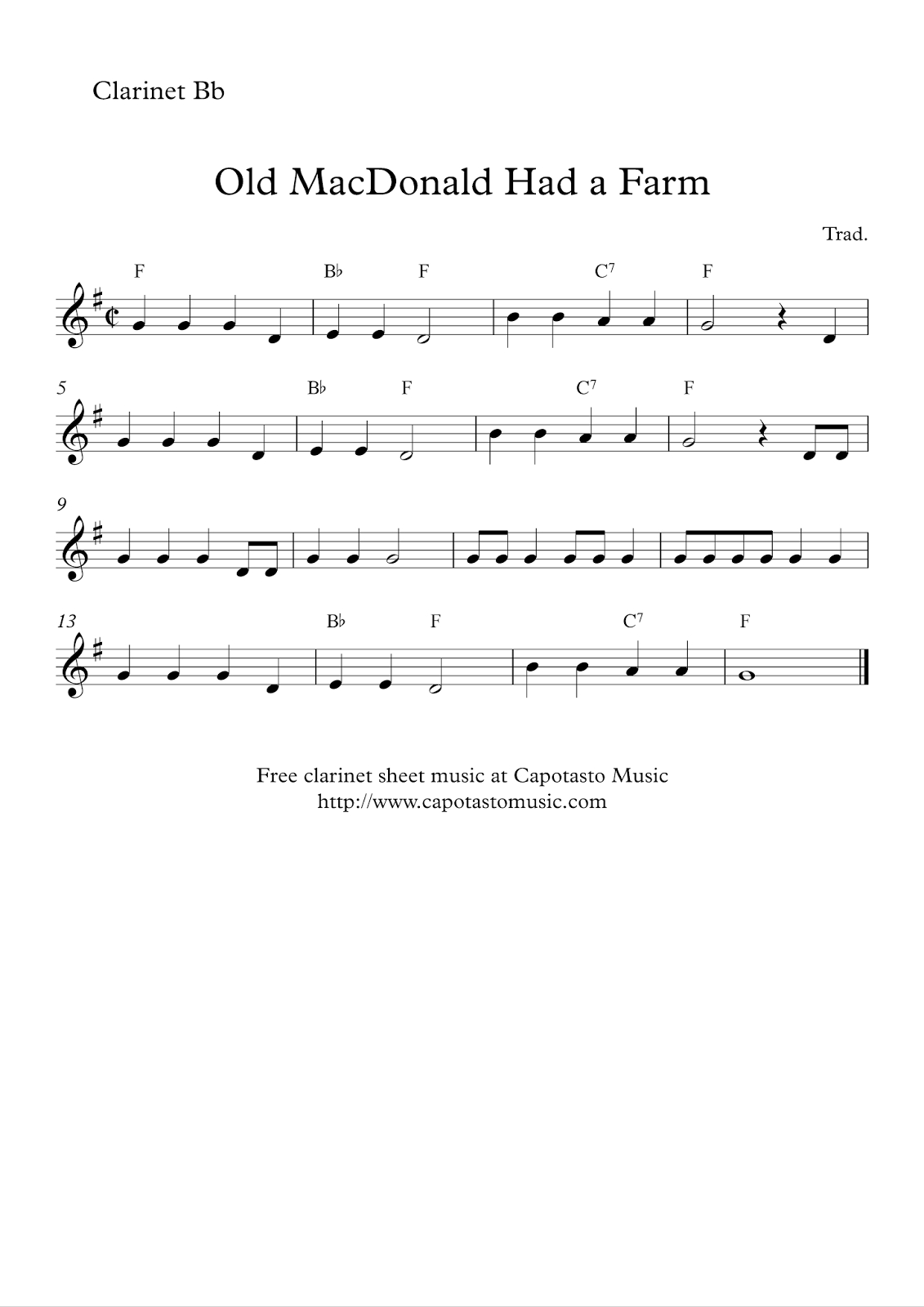 Easy Sheet Music For Beginners: Free Easy Clarinet Sheet Music with regard to Free Printable Clarinet Sheet Music