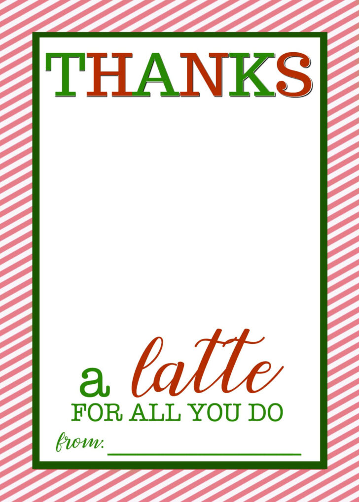 Thanks a Latte Free Printable Card