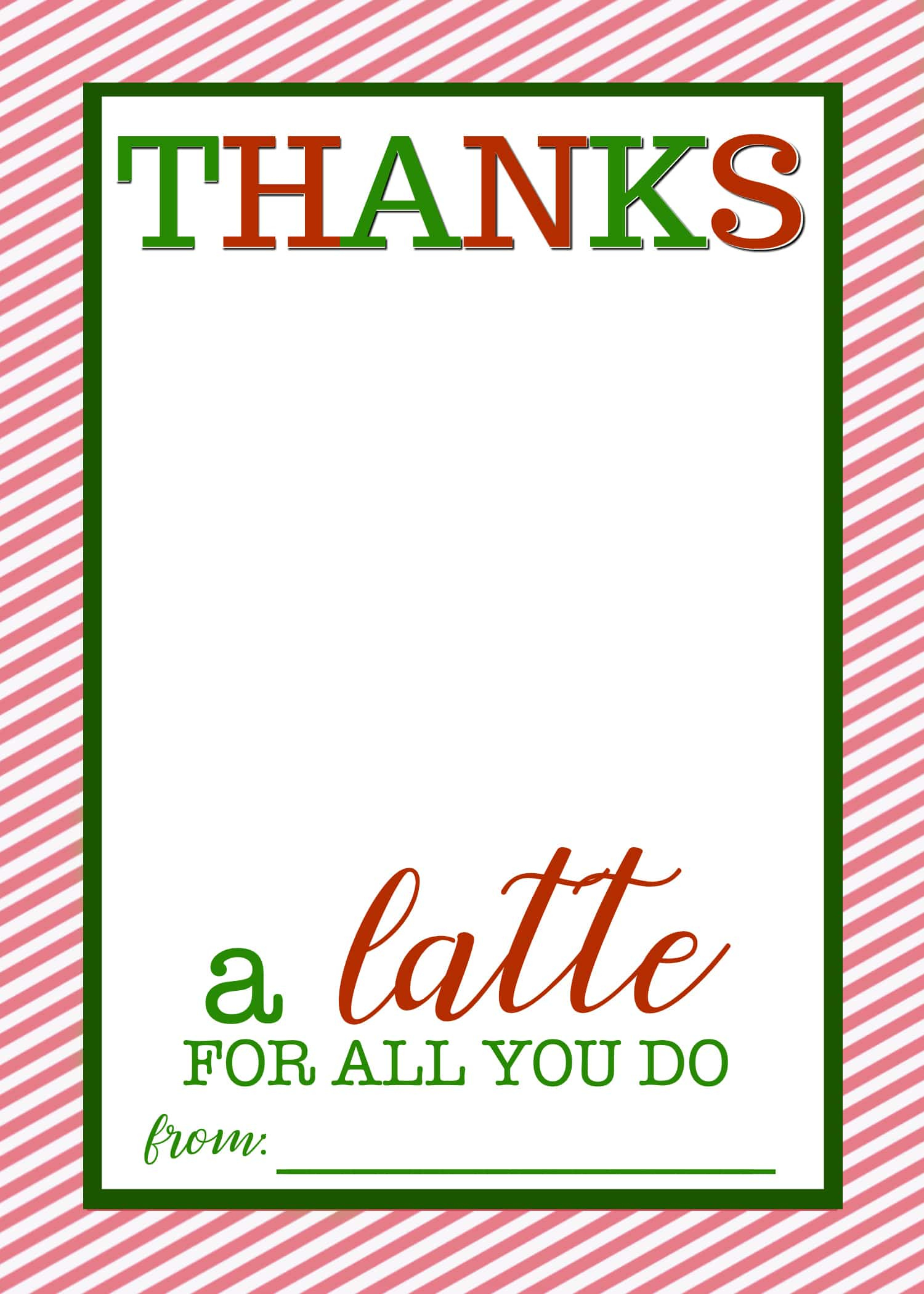 Easy Teacher Gift Craft &amp;quot;Thanks A Latte&amp;quot; Starbucks Gift Card regarding Thanks A Latte Free Printable Card