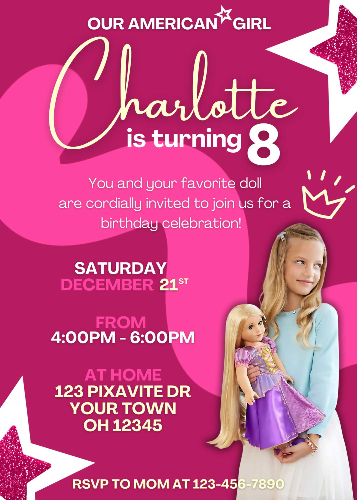 Editable American Girl Birthday Invitation Template | Sweet Invite with regard to American Girl Party Invitations Free Printable