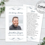 Editable Funeral Prayer Card Template, Printable Memorial Prayer Regarding Free Printable Funeral Prayer Card Template