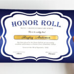 Editable Honor Roll Certificate Template, Royal Blue School Award With Regard To Free Printable Honor Roll Certificates Kids