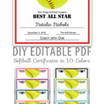Editable Pdf Sports Team Softball Certificate Award Template In 10 With Regard To Free Printable Softball Award Certificates