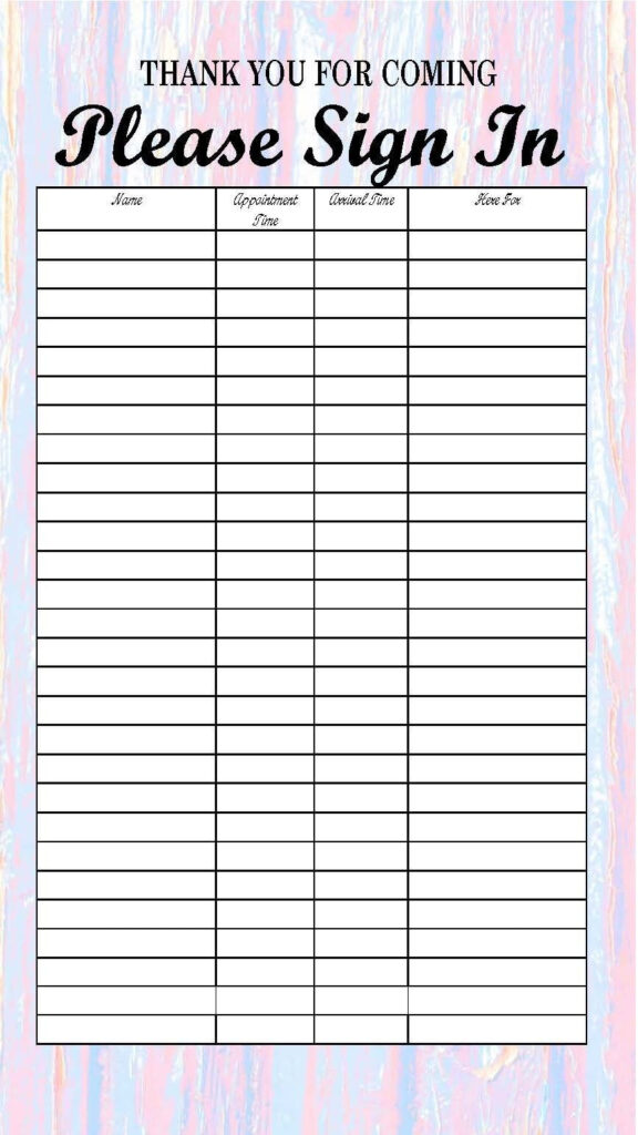 Editable Sign In Sheet | Sorority Sign In Sheets |Sorority, Guest For Free Printable Salon Sign In Sheets Editable Sign In Sheet | Sorority Sign In Sheets |Sorority, Guest For Free Printable Salon Sign In Sheets