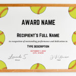 Editable Softball Award Certificate Template, Printable Throughout Free Printable Softball Award Certificates