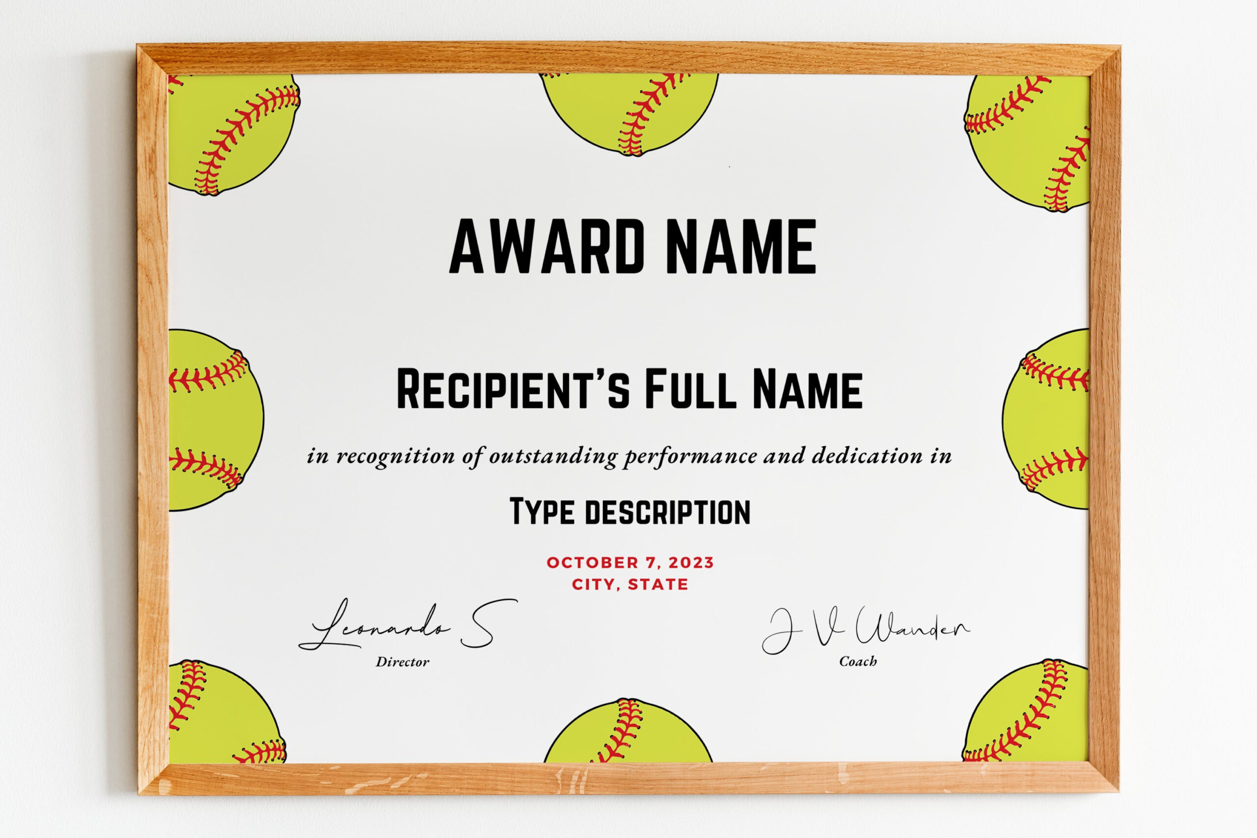 Editable Softball Award Certificate Template, Printable throughout Free Printable Softball Award Certificates