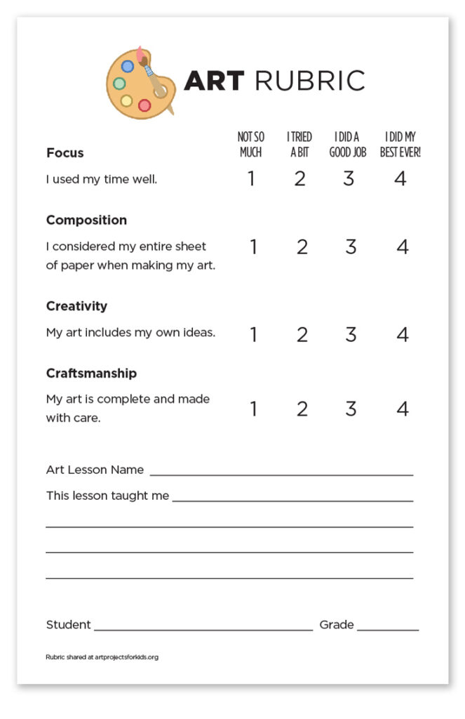 Elementary Art Rubric: Free Download · Art Projects For Kids Inside Free Printable Art Rubrics Elementary Art Rubric: Free Download · Art Projects For Kids Inside Free Printable Art Rubrics