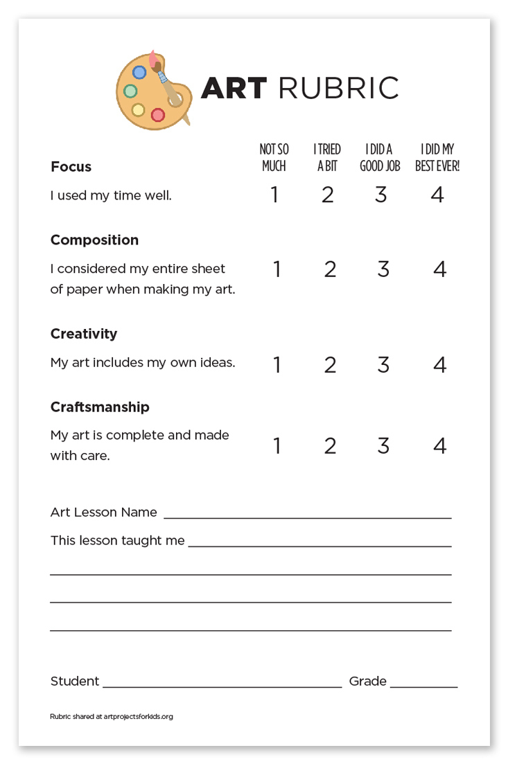 Elementary Art Rubric: Free Download · Art Projects For Kids inside Free Printable Art Rubrics