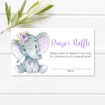 Elephant Baby Shower Diaper Raffle Tickets Printable Purple In Free Printable Diaper Raffle Tickets Elephant
