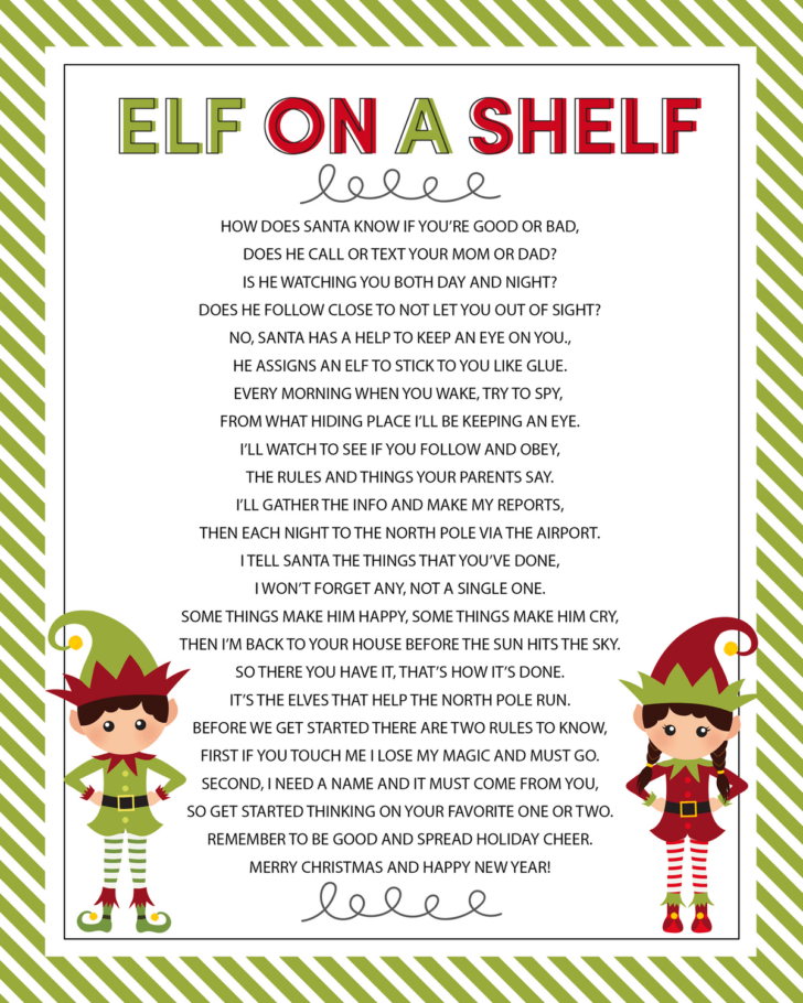 Free Printable Elf on the Shelf Story