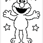 Elmo Smiling With Stars Coloring Page (Free Pdf&Png Printable) In Elmo Color Pages Free Printable