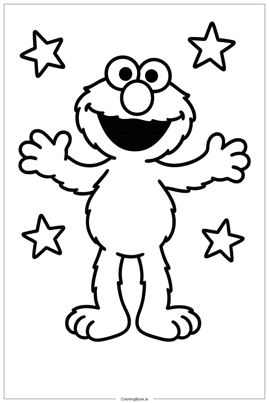 Elmo Smiling With Stars Coloring Page (Free Pdf&Png Printable) in Elmo Color Pages Free Printable