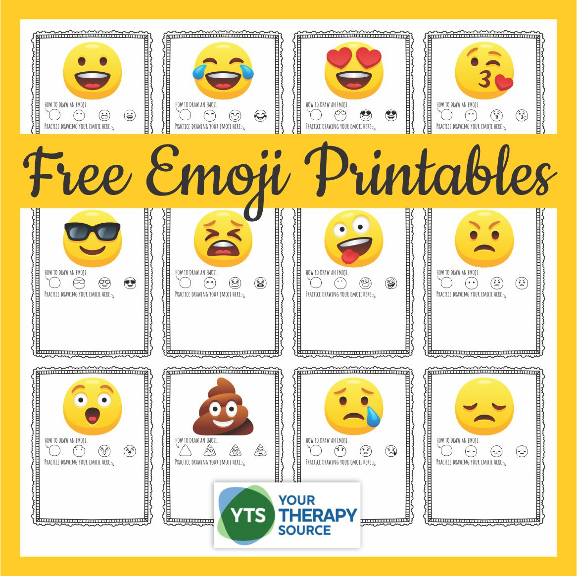 Emoji Printables - How To Draw Emoji Faces - Your Therapy Source with regard to Free Printable Emoji Faces