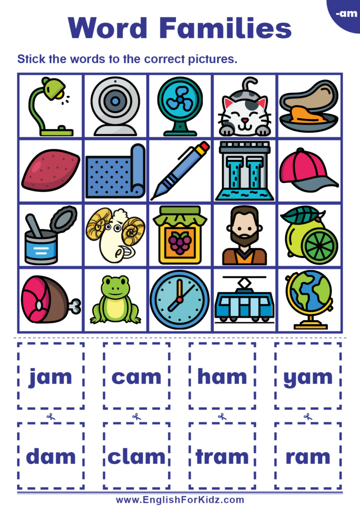 English For Kids Stepstep: Word Families Worksheets: Am Words Pertaining To Free Printable Word Family Worksheets For Kindergarten English For Kids Stepstep: Word Families Worksheets: Am Words Pertaining To Free Printable Word Family Worksheets For Kindergarten
