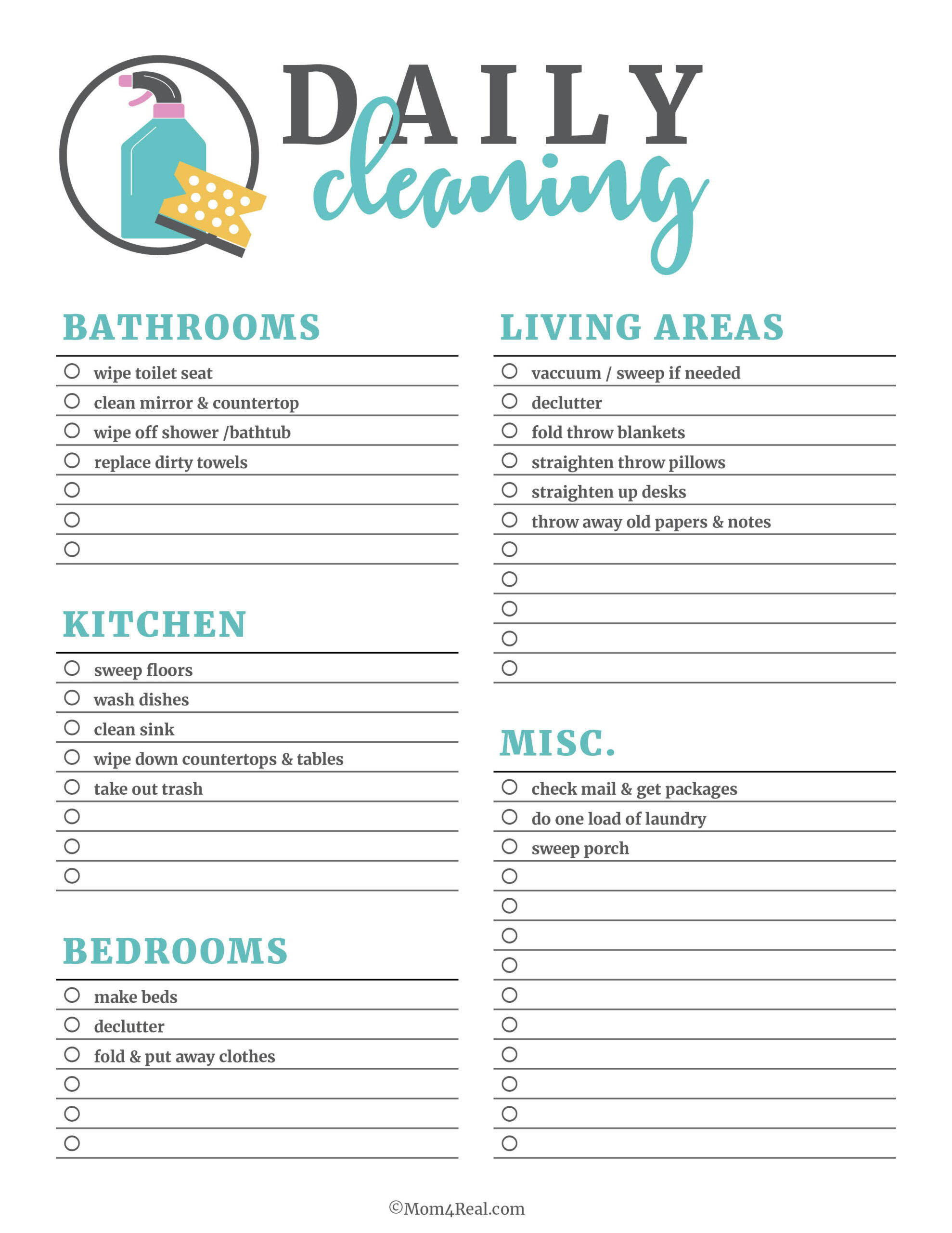 🧹 Printable Cleaning Checklists: Daily, Weekly &amp;amp; Monthly Tasks! with Free Printable Housework Checklist