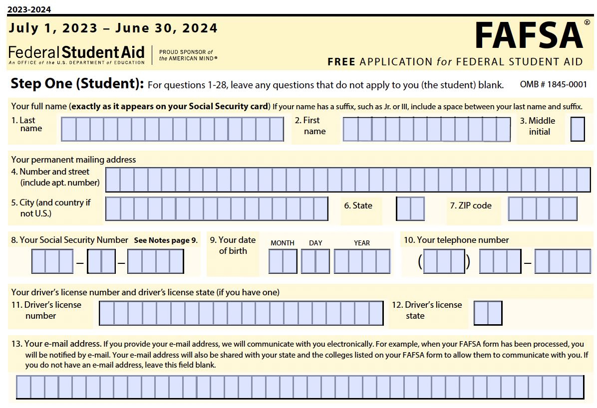 Fafsa Printable Signature Page throughout Free Printable Fafsa Application Form