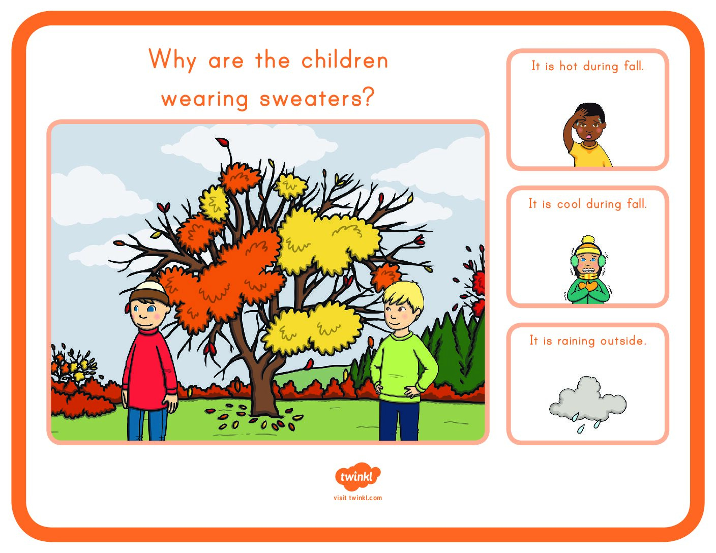 Fall: Cause And Effect Scenes And Questions Cards - Language Advisor regarding Free Printable Cause and Effect Picture Cards