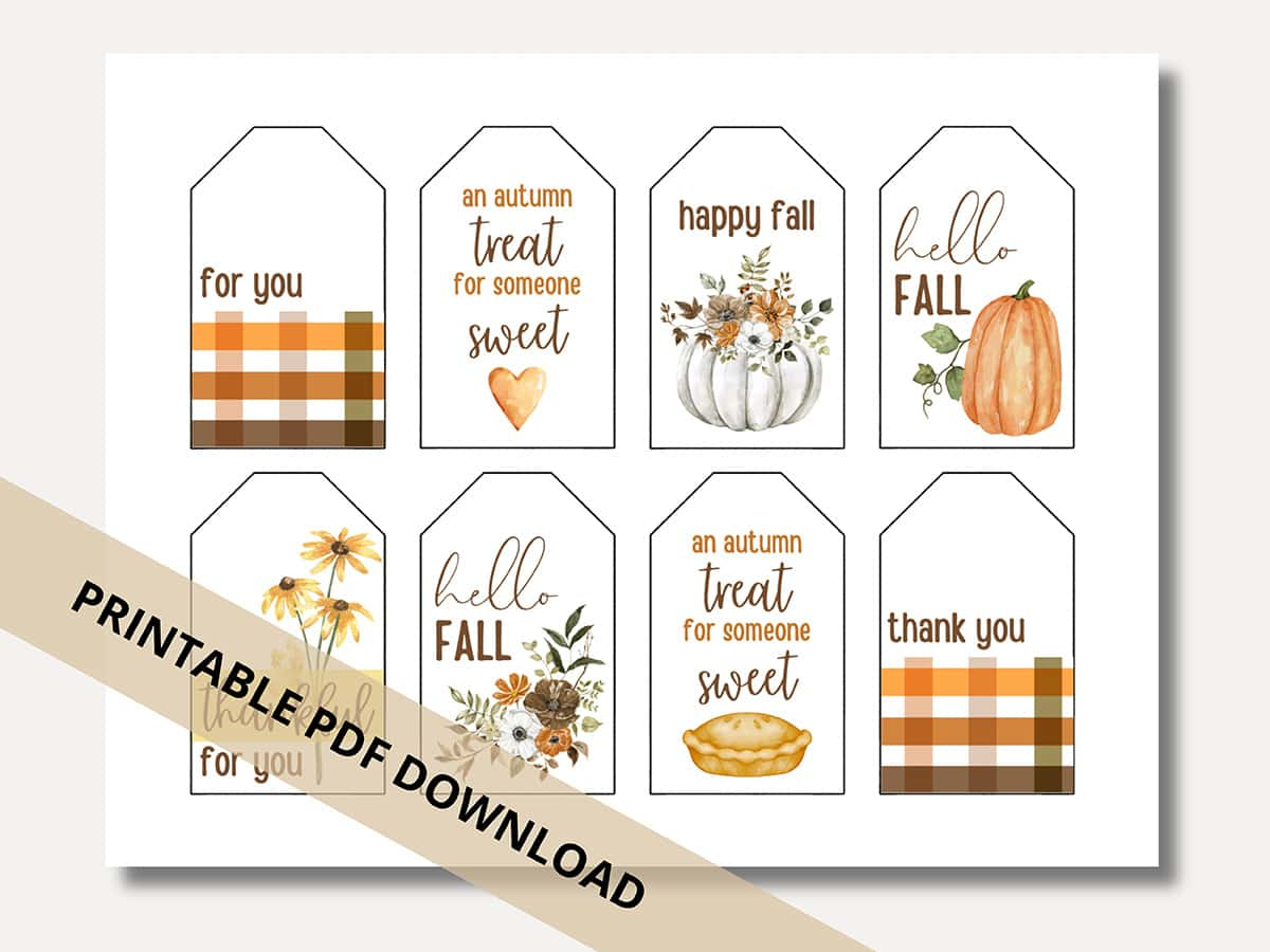 Fall Gift &amp;amp; Treat Tags - Free Printable For Autumn - Aubree Originals in Free Printable Pumpkin Gift Tags