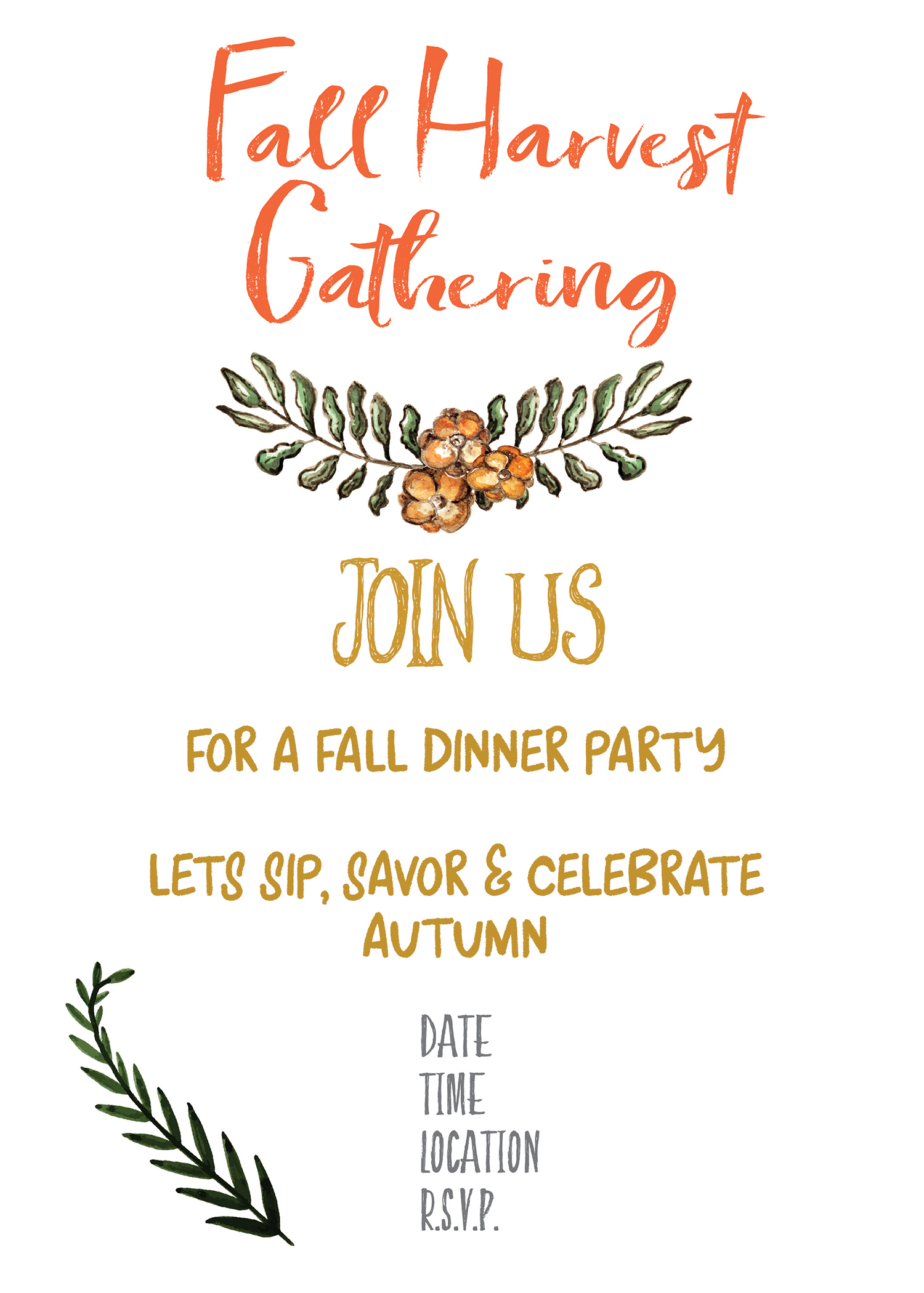 Fall Harvest Party Invitation Printable - Gather For Bread within Free Printable Fall Festival Invitations
