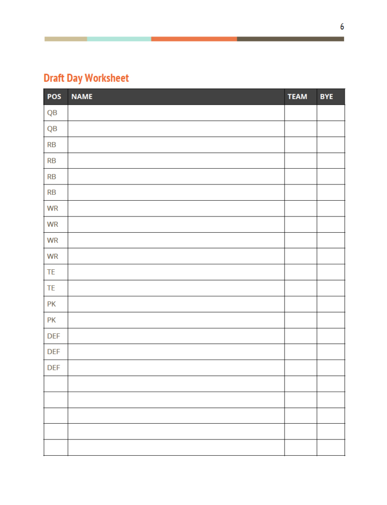 Fantasy Football Draft Packet — Fandraft Within Free Fantasy Football Printable Draft Sheets Fantasy Football Draft Packet — Fandraft Within Free Fantasy Football Printable Draft Sheets