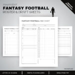 Fantasy Football Draft Sheet Template | Printable Sheet | Digital In Free Fantasy Football Draft Kit Printable