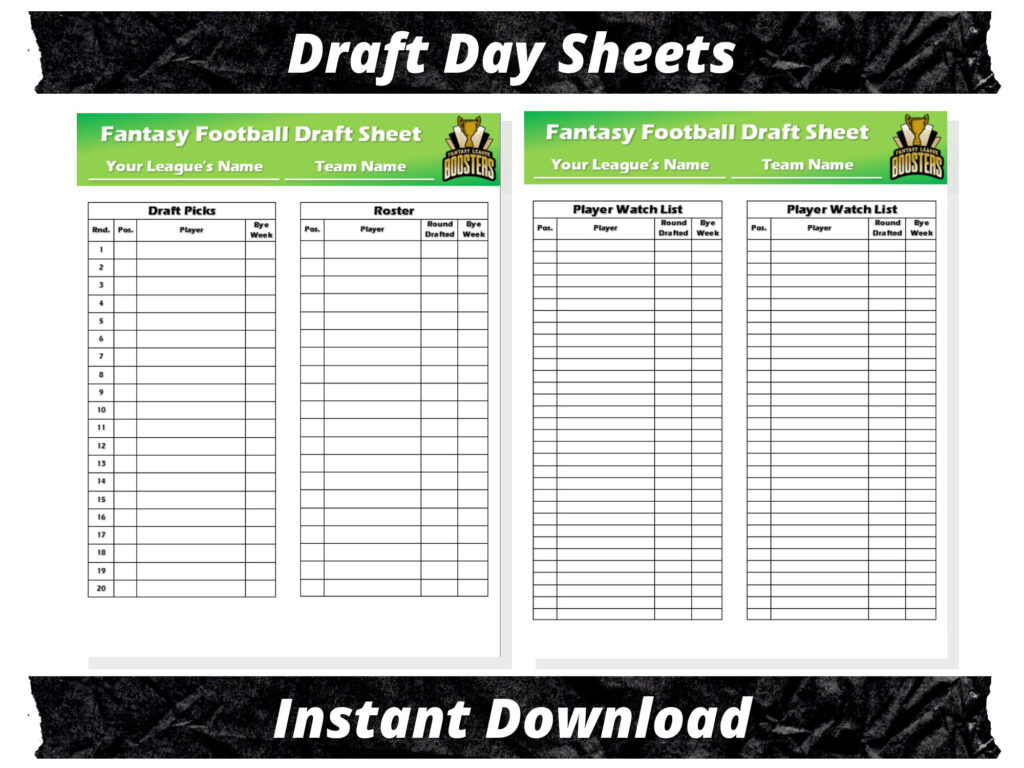 Fantasy Football Draft Sheets | 2025 Season | Microsoft Word In Free Fantasy Football Draft Kit Printable Fantasy Football Draft Sheets | 2025 Season | Microsoft Word In Free Fantasy Football Draft Kit Printable