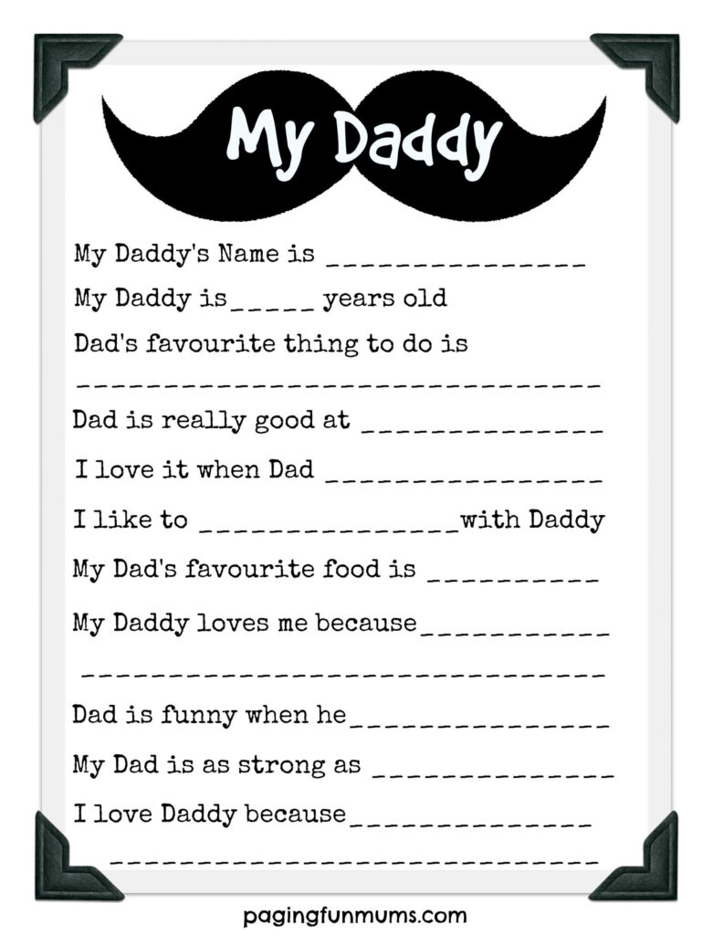 Fathers Day Printable Questionnaire Printable Party Favors Inside Free Printable Dad Questionnaire Fathers Day Printable Questionnaire Printable Party Favors Inside Free Printable Dad Questionnaire