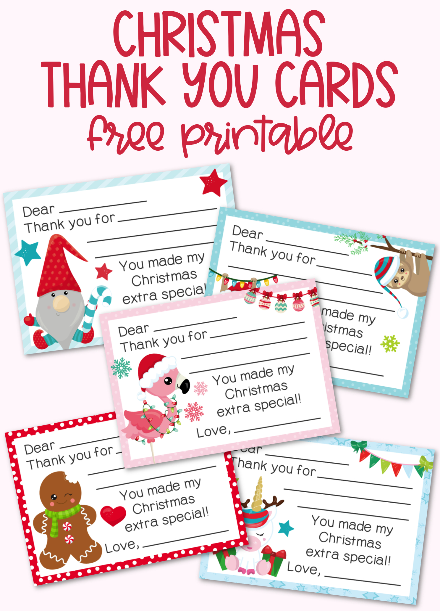 Fill-In-The-Blank Christmas Thank You Cards Free Printable for Fill in the Blank Thank You Cards Printable Free