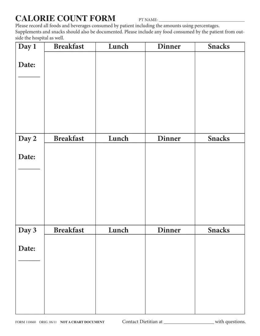 Fillable Calorie Count Form ≡ Fill Out Printable Pdf Forms Online for Free Printable Calorie Counter Sheet
