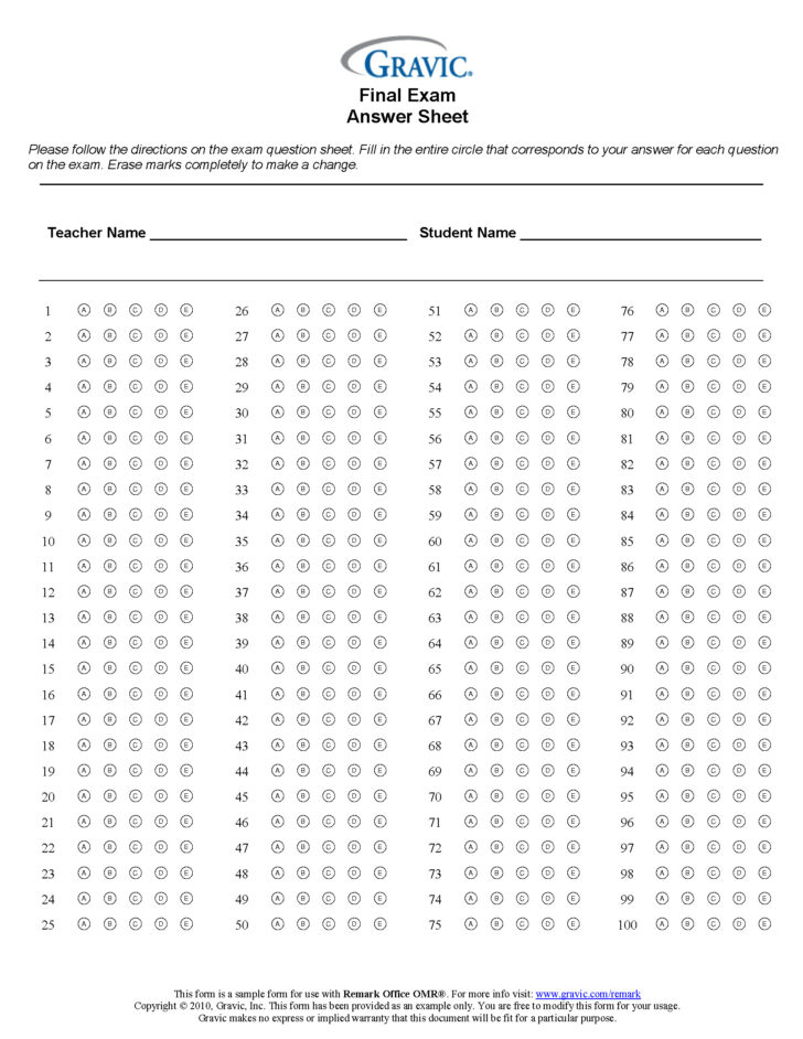 Free Printable Bubble Answer Sheets