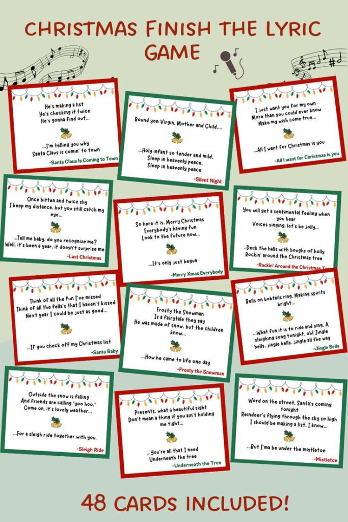 Finish Thiw The Lyrics Christmas Printable With Christmas Song Lyrics Game Free Printable Finish Thiw The Lyrics Christmas Printable With Christmas Song Lyrics Game Free Printable