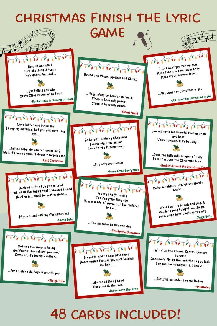 Finish Thiw The Lyrics Christmas Printable with Christmas Song Lyrics Game Free Printable