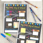 First Day Of School Chalkboard About Me Free Printable Regarding Free Printable First Day Of School Chalkboard Signs