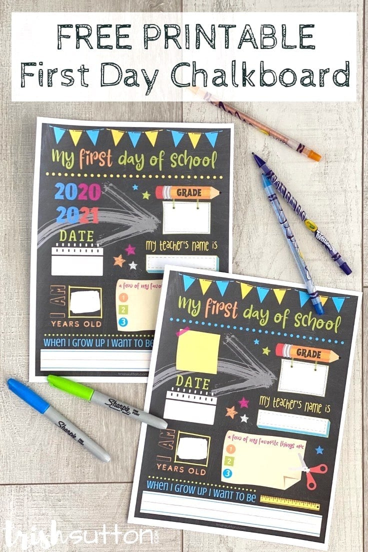 First Day Of School Chalkboard About Me Free Printable regarding Free Printable First Day Of School Chalkboard Signs
