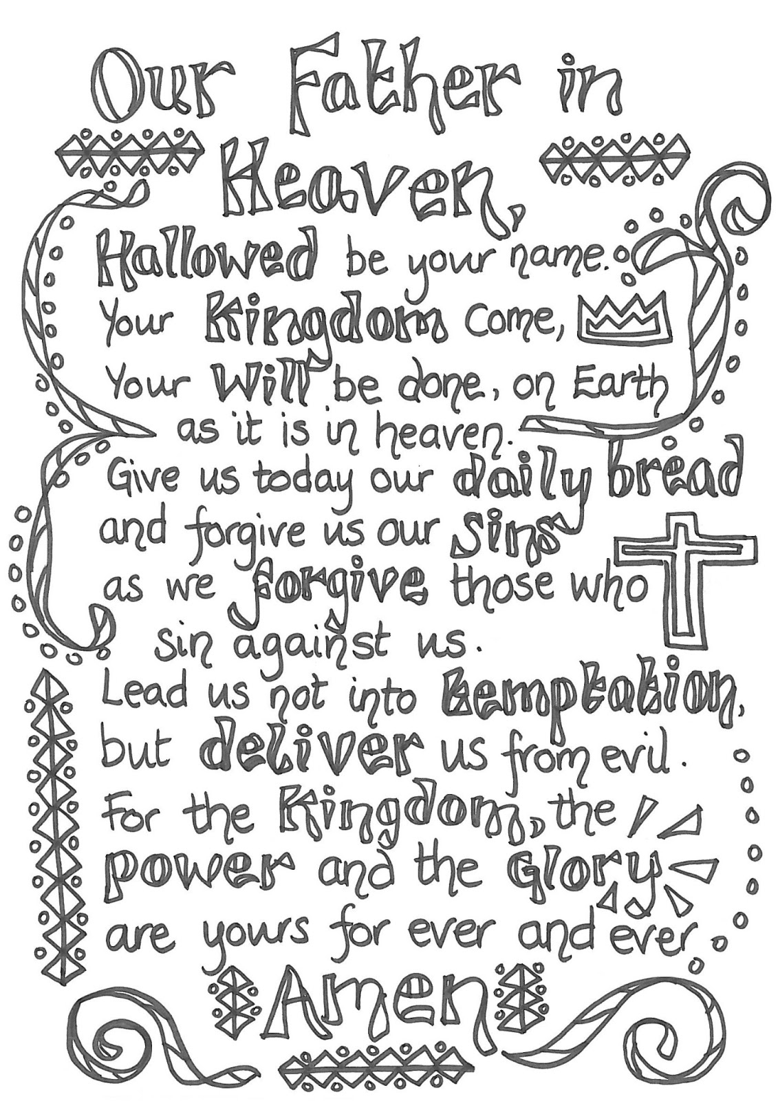 Flame: Creative Children&amp;#039;S Ministry: Prayers To Colour In! with Free Printable Lord&amp;#039;S Prayer Coloring Pages