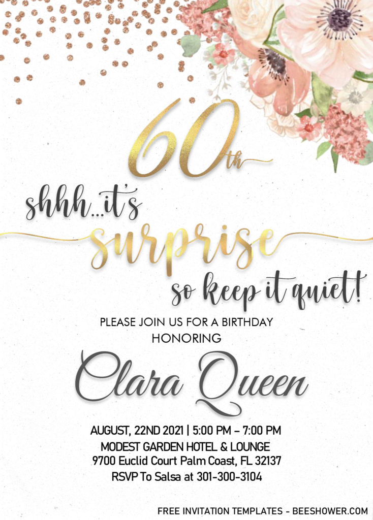 Floral 60Th Birthday Invitation Templates Editable With Ms Word For Free Printable Surprise 60Th Birthday Invitations Floral 60Th Birthday Invitation Templates Editable With Ms Word For Free Printable Surprise 60Th Birthday Invitations