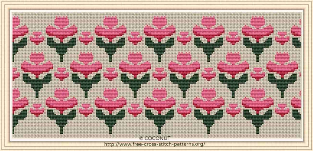 Flower Border (14) , Free And Easy Printable Cross Stitch Pattern Inside Free Printable Cross Stitch Patterns Flowers Flower Border (14) , Free And Easy Printable Cross Stitch Pattern Inside Free Printable Cross Stitch Patterns Flowers