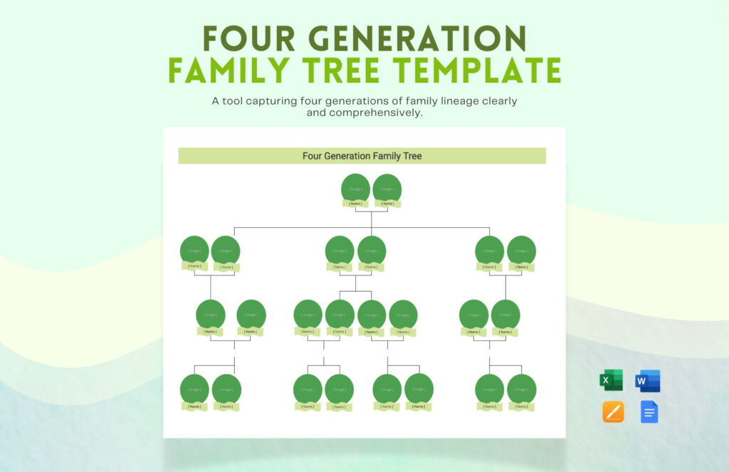Four Generation Family Tree Template In Excel, Word, Apple Pages With Free Printable Family Tree Template 4 Generations
