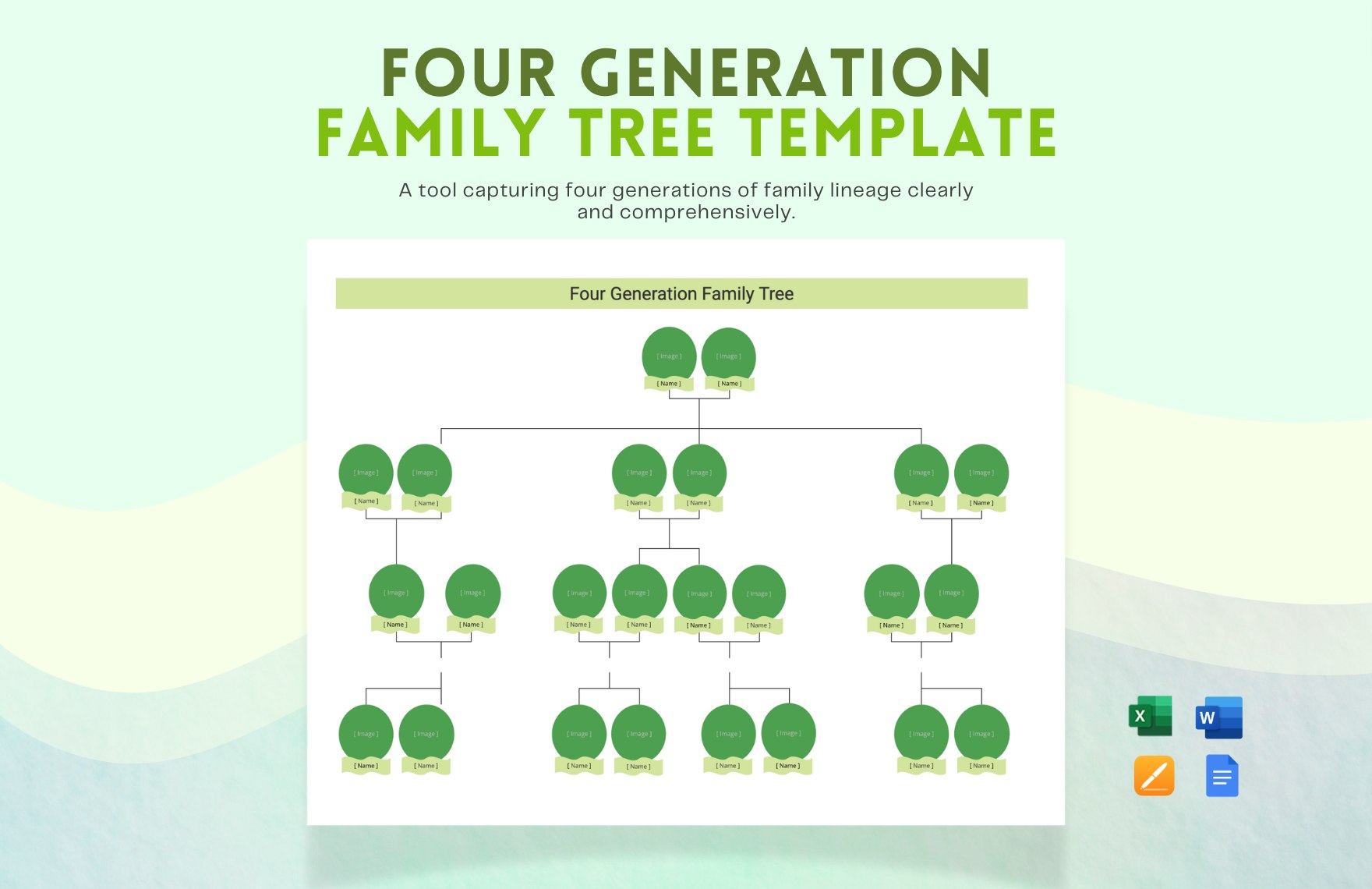 Four Generation Family Tree Template In Excel, Word, Apple Pages with Free Printable Family Tree Template 4 Generations