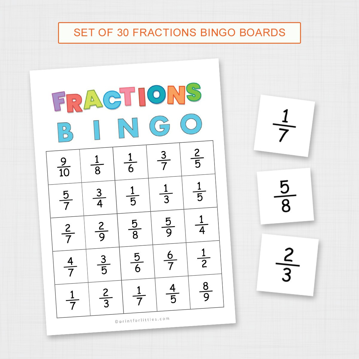 Fractions Bingo For Kids with regard to Fraction Bingo Cards Printable Free