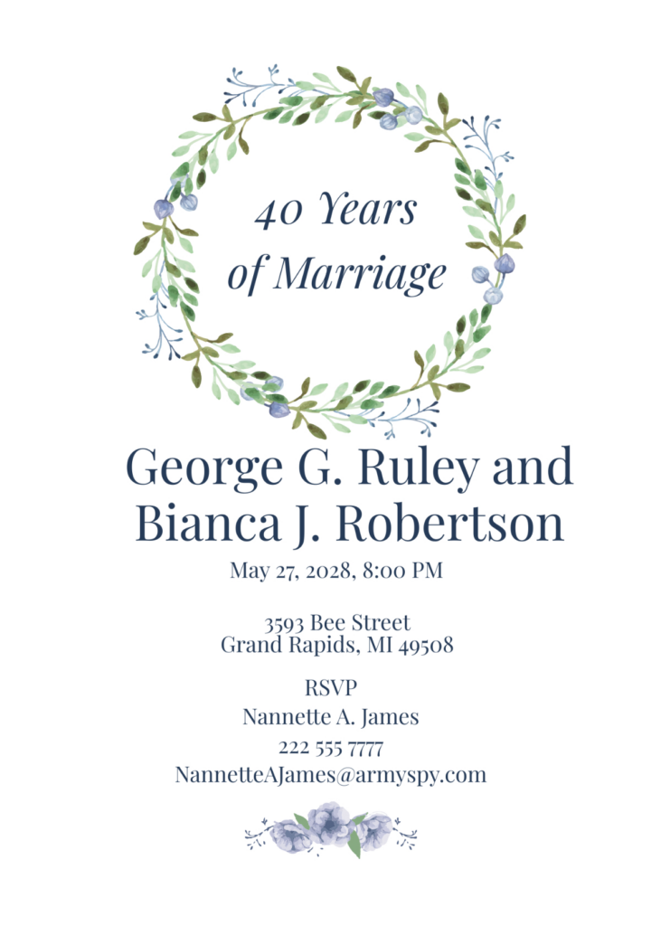 Free 40Th Anniversary Invitation Template To Edit Online Inside Free Printable 40th Anniversary Invitations Free 40Th Anniversary Invitation Template To Edit Online Inside Free Printable 40th Anniversary Invitations