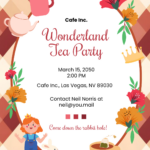 Free Alice In Wonderland Tea Party Invitation Template To Edit Online Pertaining To Mad Hatter Tea Party Invitations Free Printable