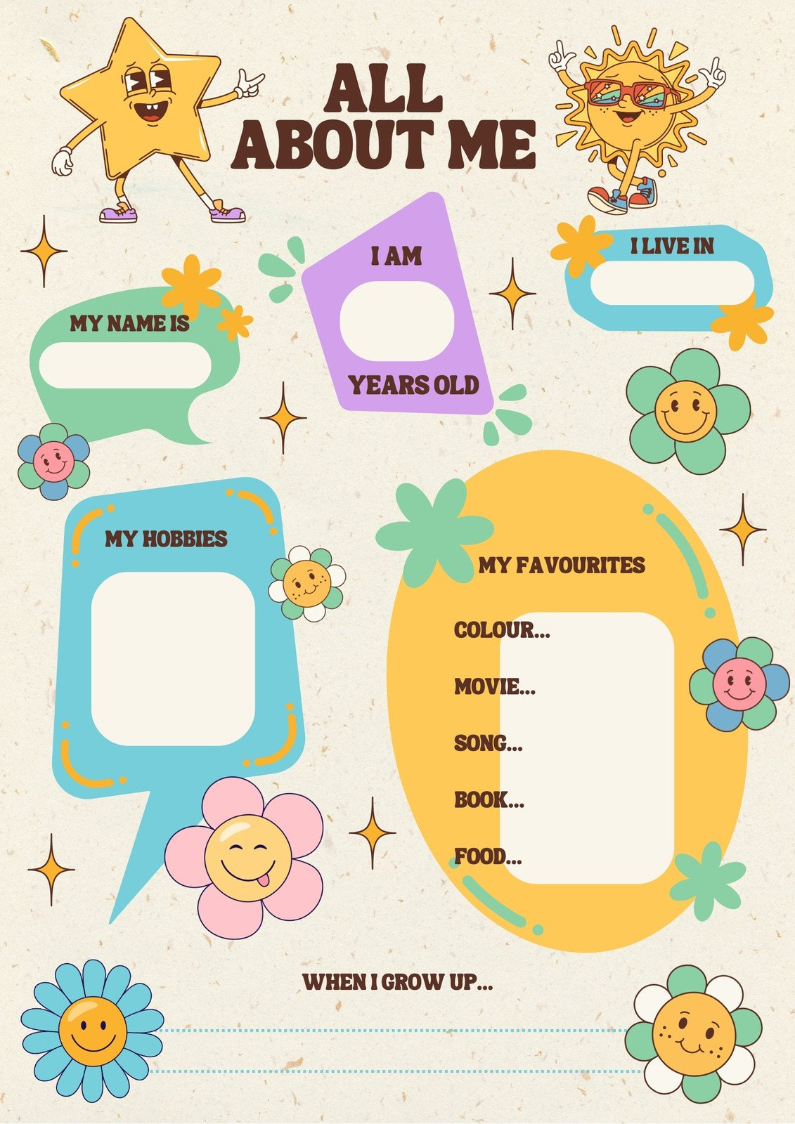 Free All About Me Poster Templates To Edit Online | Canva for Free Printable All About Me Poster
