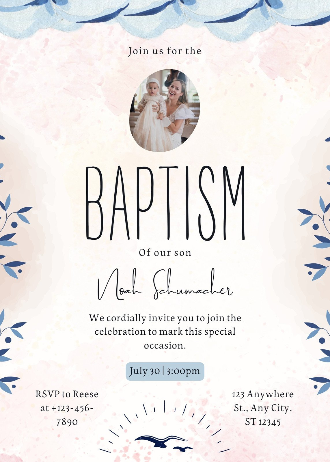 Free And Customizable Christening Templates | Canva intended for Free Printable Baptism Invitations