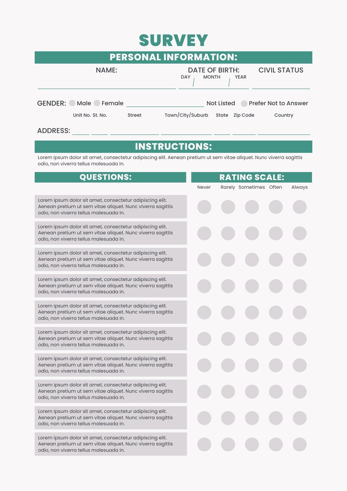 Free And Customizable Survey Templates throughout Free Printable Survey Generator