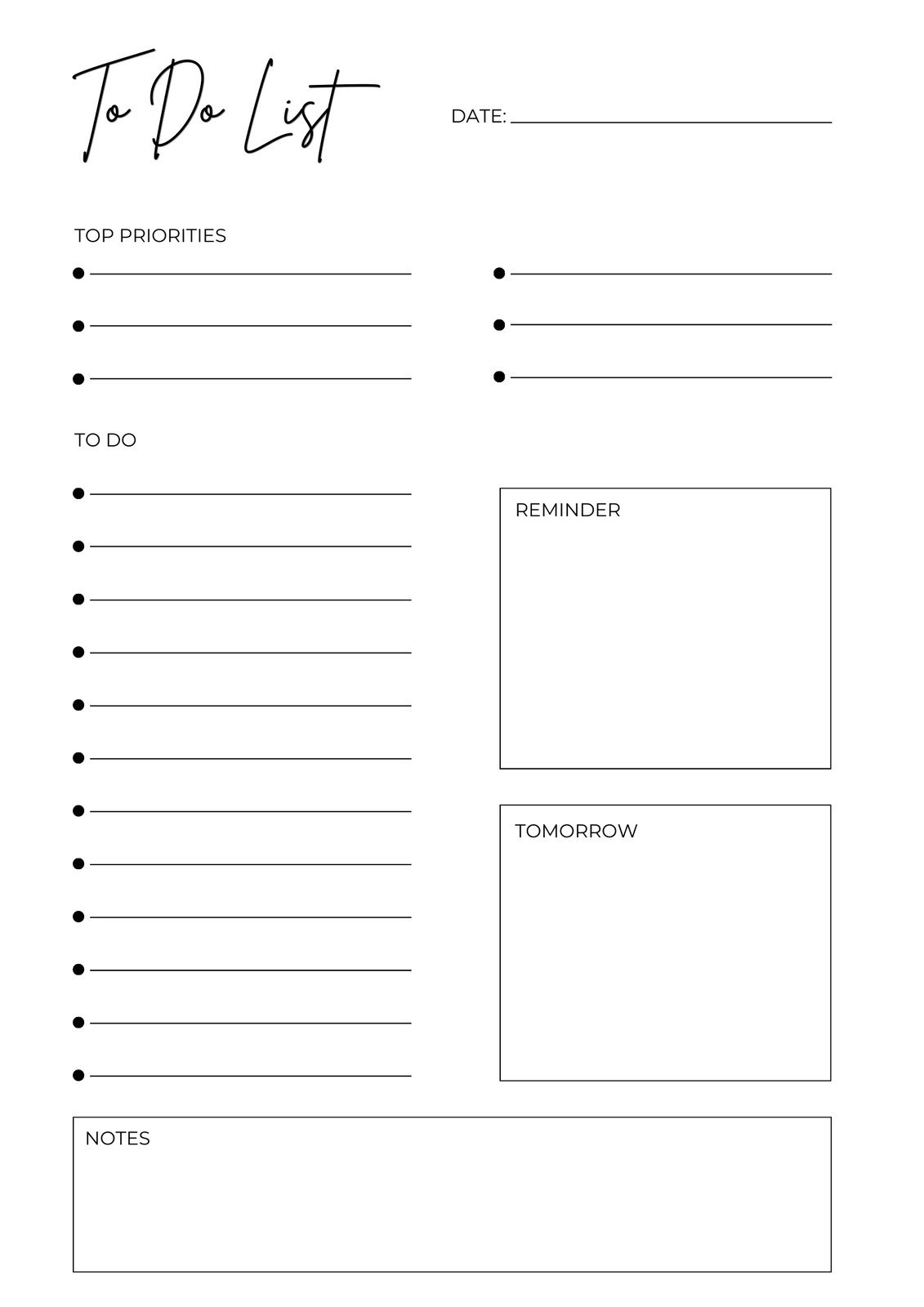 Free And Customizable To Do List Templates in To Do List Free Printable