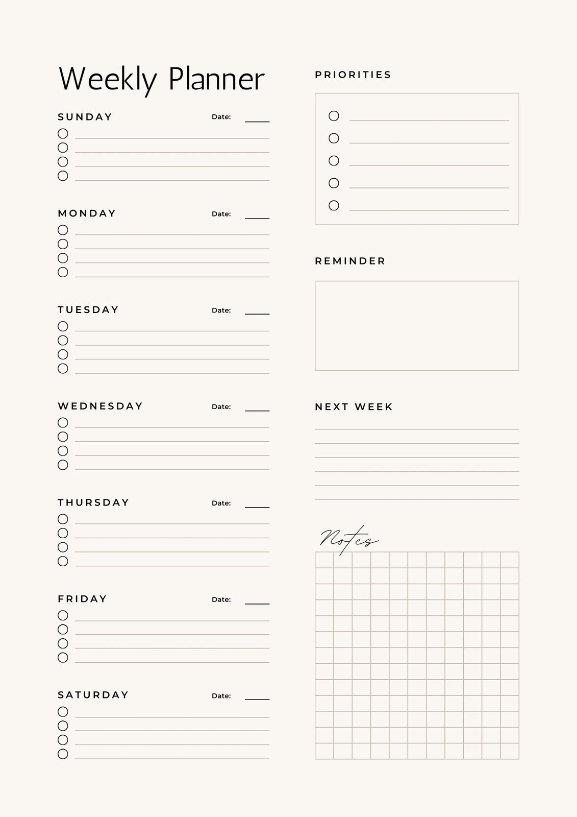 Free And Customizable Weekly Planner Templates | Canva throughout Free Printable Weekly Appointment Sheets