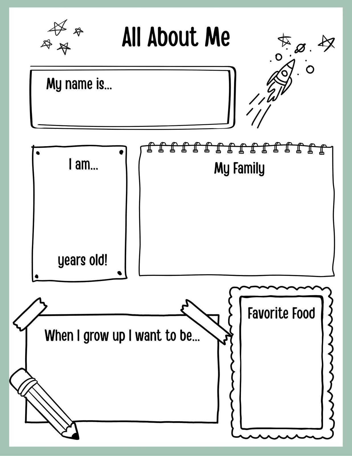 Free And Printable All About Me Worksheet Templates | Canva throughout Free Printable Classroom Worksheets