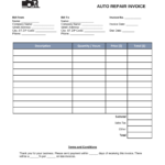 Free Auto Body (Mechanic) Invoice Template   Pdf | Word – Eforms In Free Printable Auto Repair Invoice Template